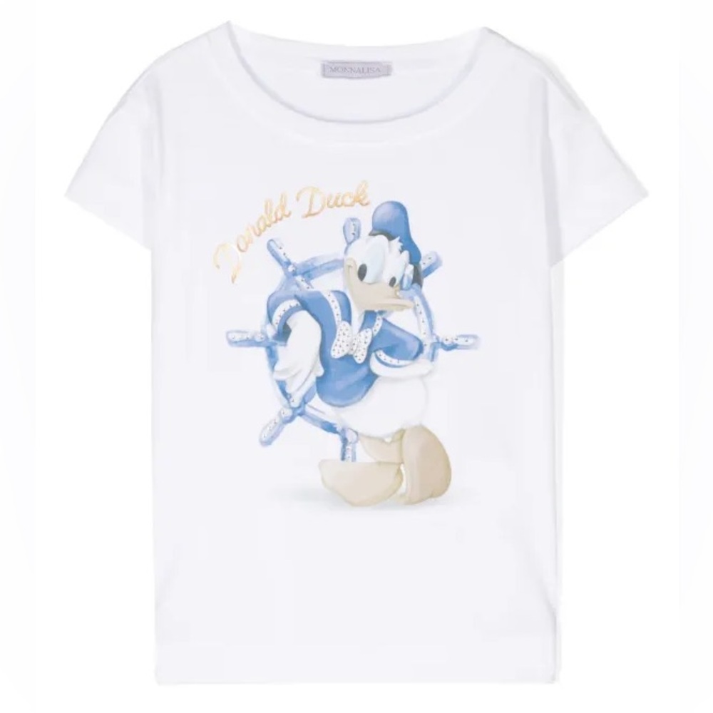 Monnalisa graphic-print rhinestone-embellished T-shirt